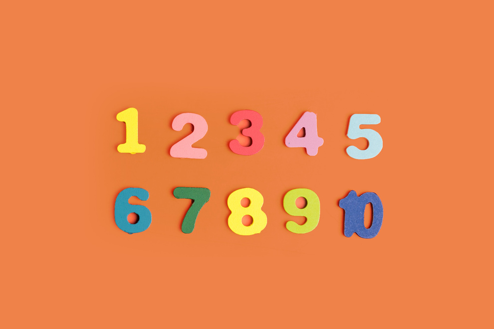 Colorful Numbers on Orange Background